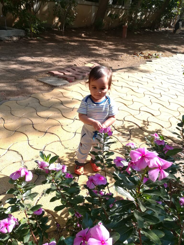 Boy with flowers